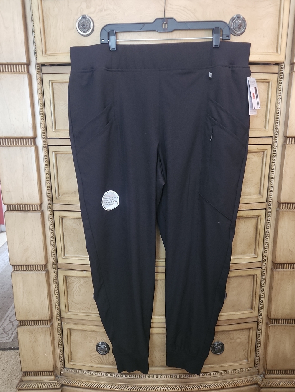 Climate Right By Cuddleduds Black Active Cargo Joggers with Side Pockets